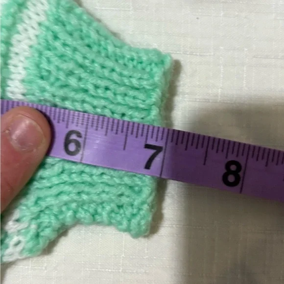 Vintage Green and White Striped Knit Baby Outfit - Picture 8 of 12